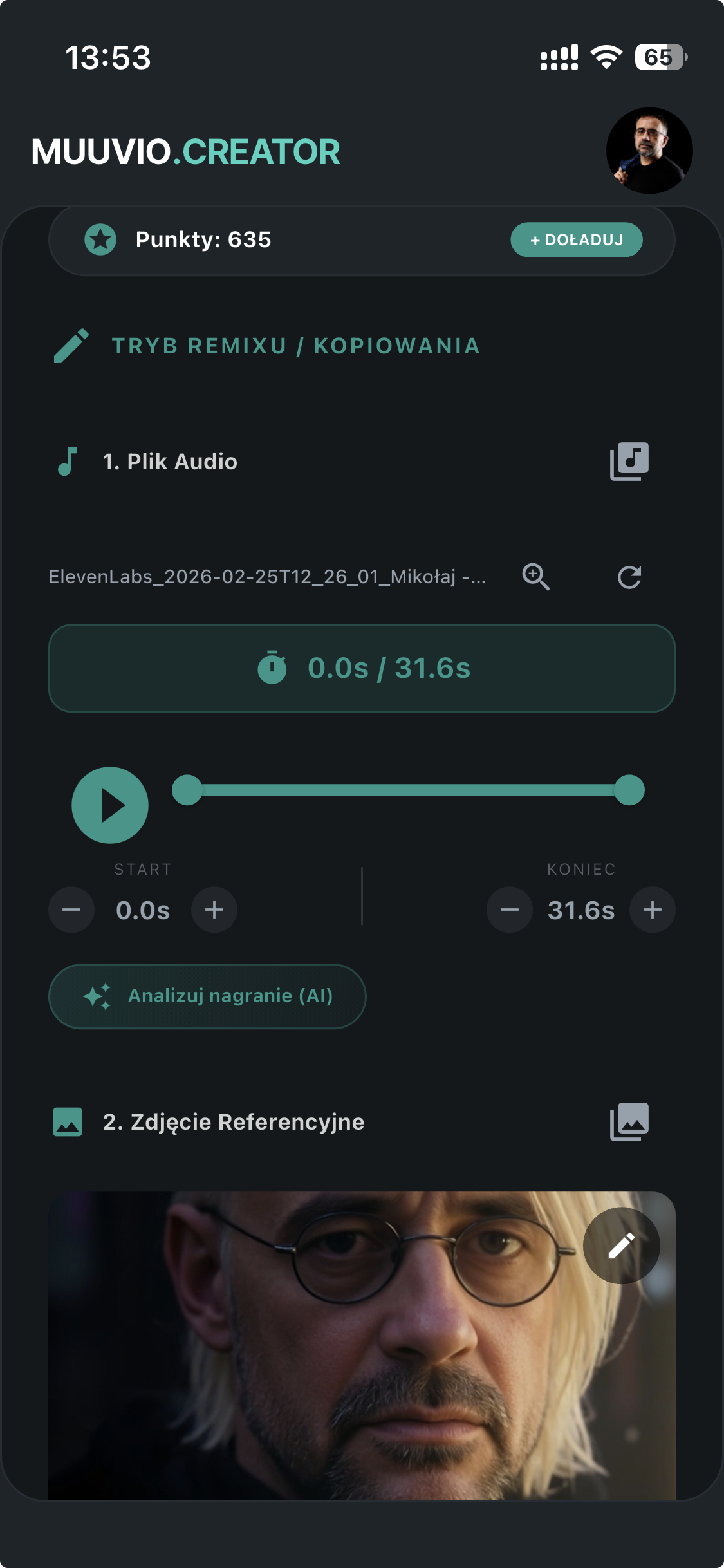 Interfejs nagrywania podcastu